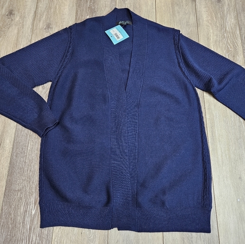 Faith & Zoe Stitch Fix Open Front Cardigan Sweater Navy Blue Women's Large